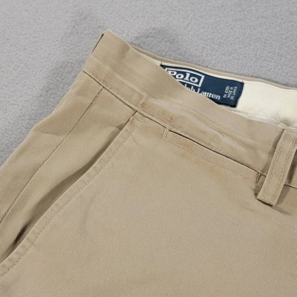 Polo Ralph Lauren Preston Pant Khaki Cuffed Chino Pants Tan Men's 32x28 Cotton